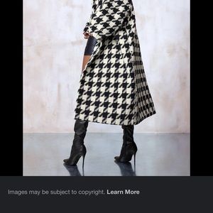 KOURTNEY KARDASHIAN BARKER / BOOHOO DOGTOOTH OVERSIZED WOOL LOOK MAXI COAT